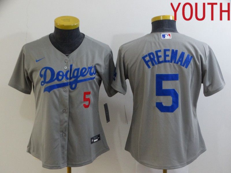 Youth Los Angeles Dodgers #5 Freddie Freeman Grey Nike 2022 MLB Jersey->women mlb jersey->Women Jersey